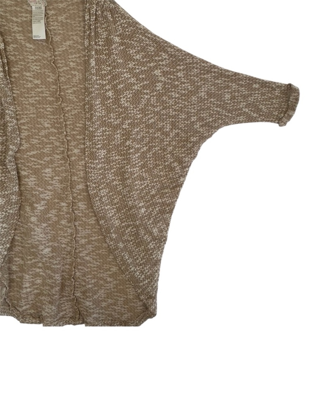 Free People Marled Open-Front Longline Cardigan Sweater - Beige/Tan - Picture 7 of 8